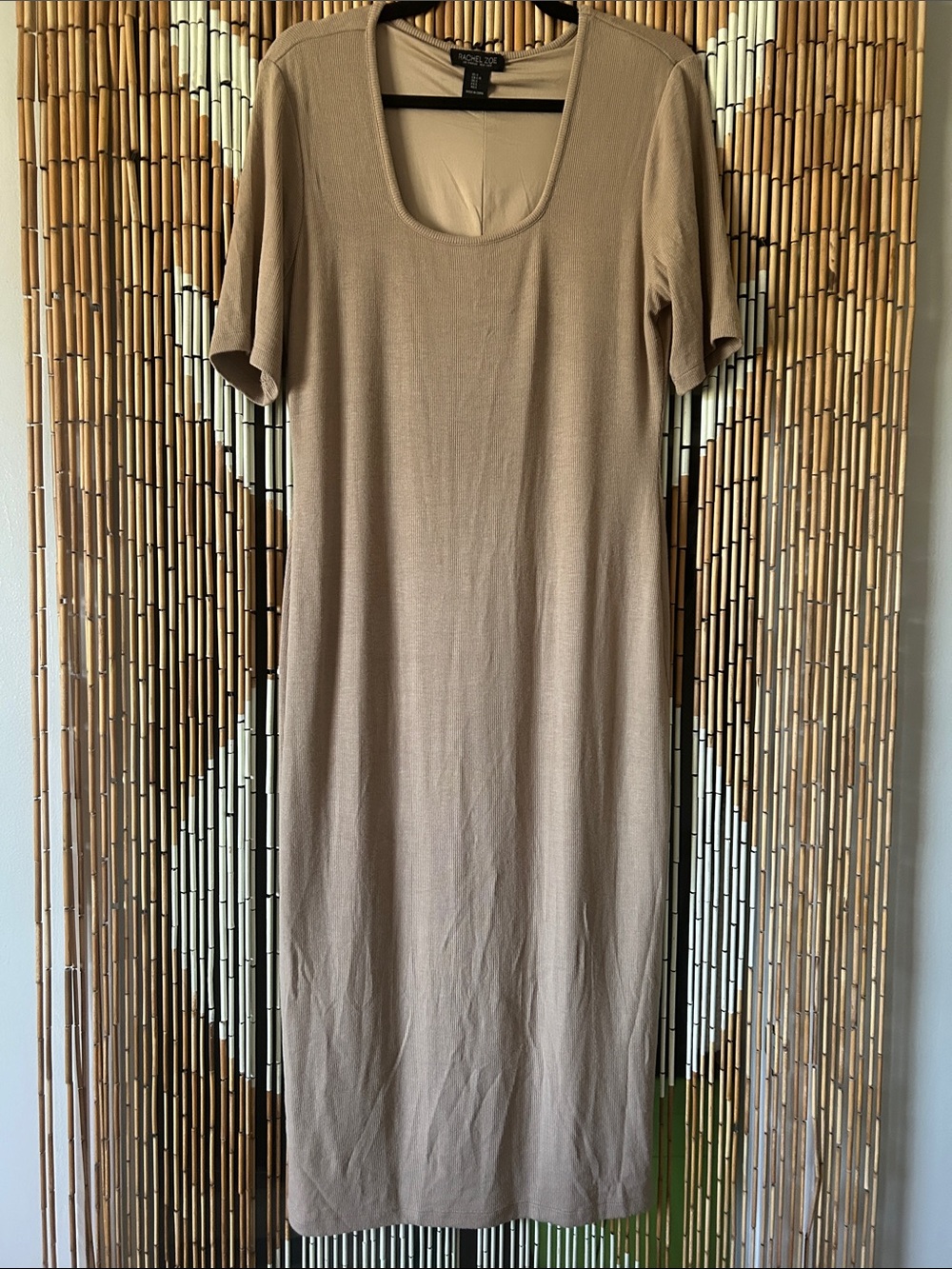 Rachel Zoe Taupe Scoop Neck Maxi Dress